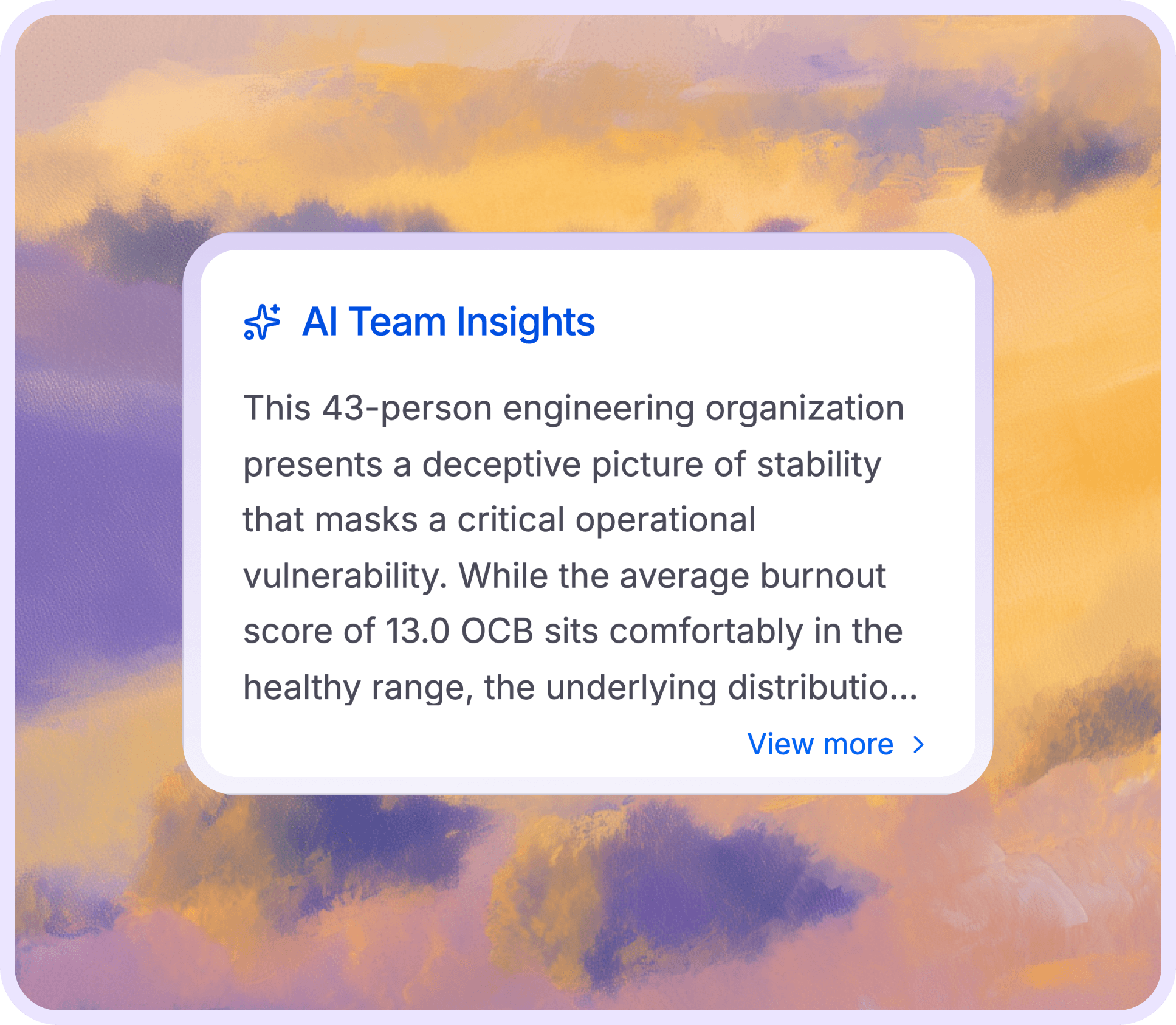 Screenshots of AI Team insights